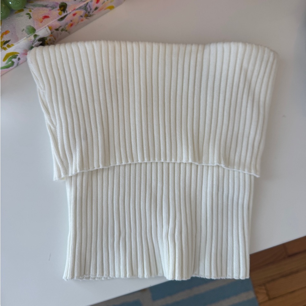 Zara Cream Ribbed Knit Top